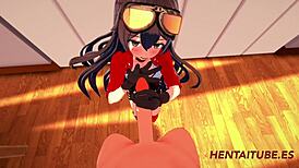 check out amber getting handjob and blowjob in genshin hentai