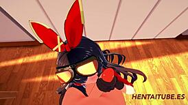 check out amber getting handjob and blowjob in genshin hentai