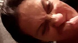 Intense blowjob leads to facial cumshot