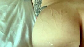 boy licks pussy first time in car, pees on her ass