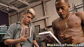 Twink gets nailed by massive black cock anally