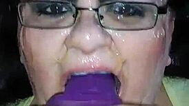 Ms Tl Throat Takes Dildo Deep in BBW Toy Play