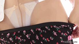 Koharu Nishino shows her petite asian tits while the step is away