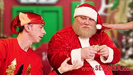 Esmeralda Duarte plays fake Santa seducing a teen 18+ with her charms.