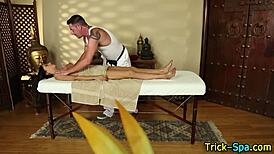 pretty babe lured into handjob massage