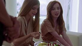 Redhead Vixen Models Lottie & Emilie Dive Into Intense Threesome With Cum Swapping