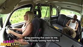 Female fake taxi driver catches a young guy full of energy in her cab.