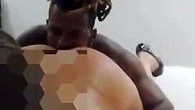 Wife and lover humiliate cuckold outside the room.