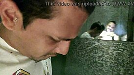 Friends Share Wild Blowjob Fun in Disco Toilet Stall