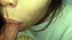 sexy filipina girlfriend gives blowjob in bedroom