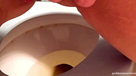 Solo babe peeing and farting on homemade toilet