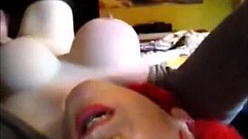 shemale milf jerks off small cock in homemade session