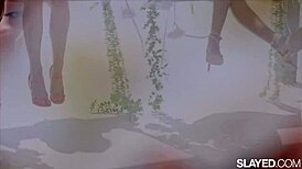 Slayed flawless Kelly and Vanessa experience intense orgasms through lesbian pleasures like 69 and fingering.