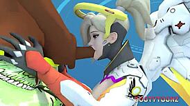 Mercy enjoys big ass in 3d cartoon with bbc