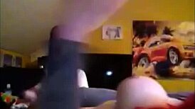 shemale milf jerks off small cock in homemade session