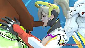 Mercy enjoys big ass in 3d cartoon with bbc