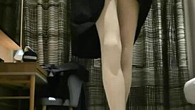 Tranny Femboy Jerks Off In Black Dress With Huge Cumshot