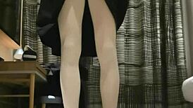 Tranny Femboy Jerks Off In Black Dress With Huge Cumshot