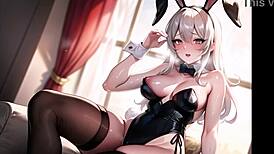 hot anime bunny girl masturbating pussy