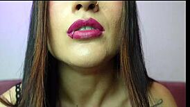 Latina Brunette's Mouth Milking with Tongue and Spit