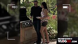 Hot brunette latina alina lopez bent over for blowjob backstage