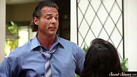 Gorgeous stepdaughter poses in various positions for roleplay movie