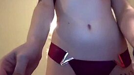 hey, watch this sexy teen strip and play with her small tits at home