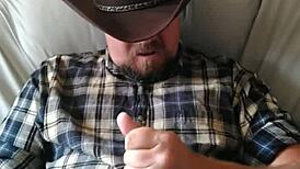 gay cowboy jerks off his hard cock solo in the ranch