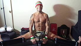 Porn star MaxxxLoadz rips clothes in hardcore stretch workout