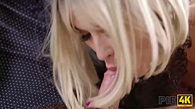 blonde european friend traps with bareback creampies in stockings and lingerie