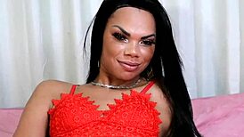 Two trans beauties in crossdressing shemale fun