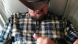gay cowboy jerks off his hard cock solo in the ranch