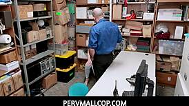 Teen Rebecca Vanguard sucks mall cop's dick to gain freedom