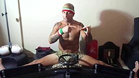 Porn star MaxxxLoadz rips clothes in hardcore stretch workout