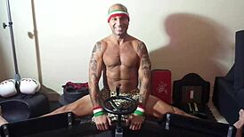 Porn star MaxxxLoadz rips clothes in hardcore stretch workout