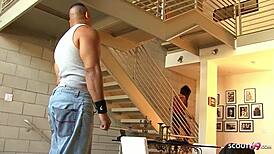 she's too sexy for him - muscled guy cums twice while fucking teen 😍