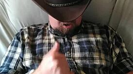 gay cowboy jerks off his hard cock solo in the ranch