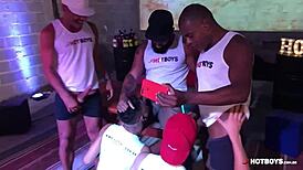 Young guys fuck mature in orgy cumshot