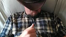 gay cowboy jerks off his hard cock solo in the ranch