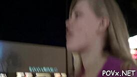 Glamorous bitch performing pov blowjob hardcore