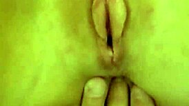 amateur blonde wife plays with her wet hairless pussy in close-up homemade video