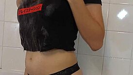 Nerdy Step Sister Masturbates Wildly in Steamy Shower Scene