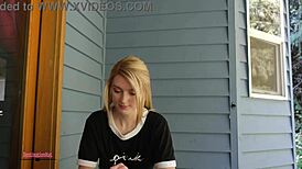 Destinationkat teases in outdoor thong and skirt while trying panties