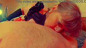 Goth Granny Intensely Sucks Cock With Hardcore Moaning And Nipple Play