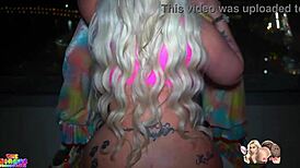 Big Booty White Girl SUCKS OFF BBC Clown on High Rise Patio During NYE Bash in Florida