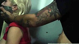 Rough slave threesome outdoors