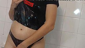 Nerdy Step Sister Masturbates Wildly in Steamy Shower Scene