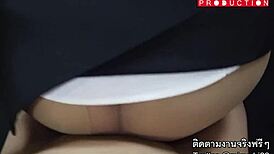 thai beauty teases with shaved body in cowgirl show