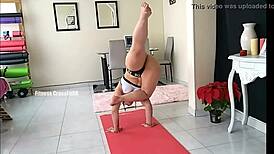 Pussy showing babe in yoga poses