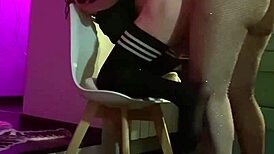 Amateur she fucks him in kitchen playing with ass masturbating hole